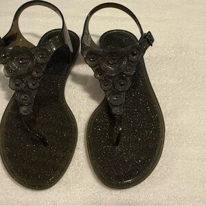 Coach Elegant Black Glitter Sandals